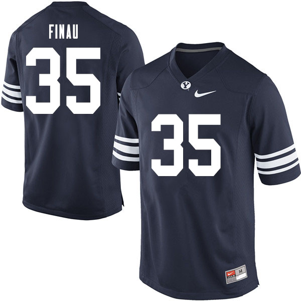 Men #35 Sione Finau BYU Cougars College Football Jerseys Sale-Navy